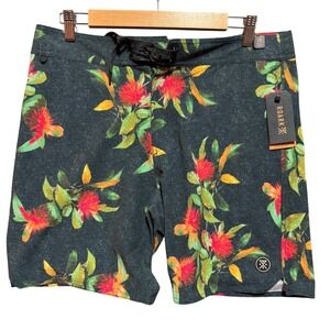 Roark Passage 18 La Selva‎ Board Shorts Size 32 Hemp Blend Floral Print NWT